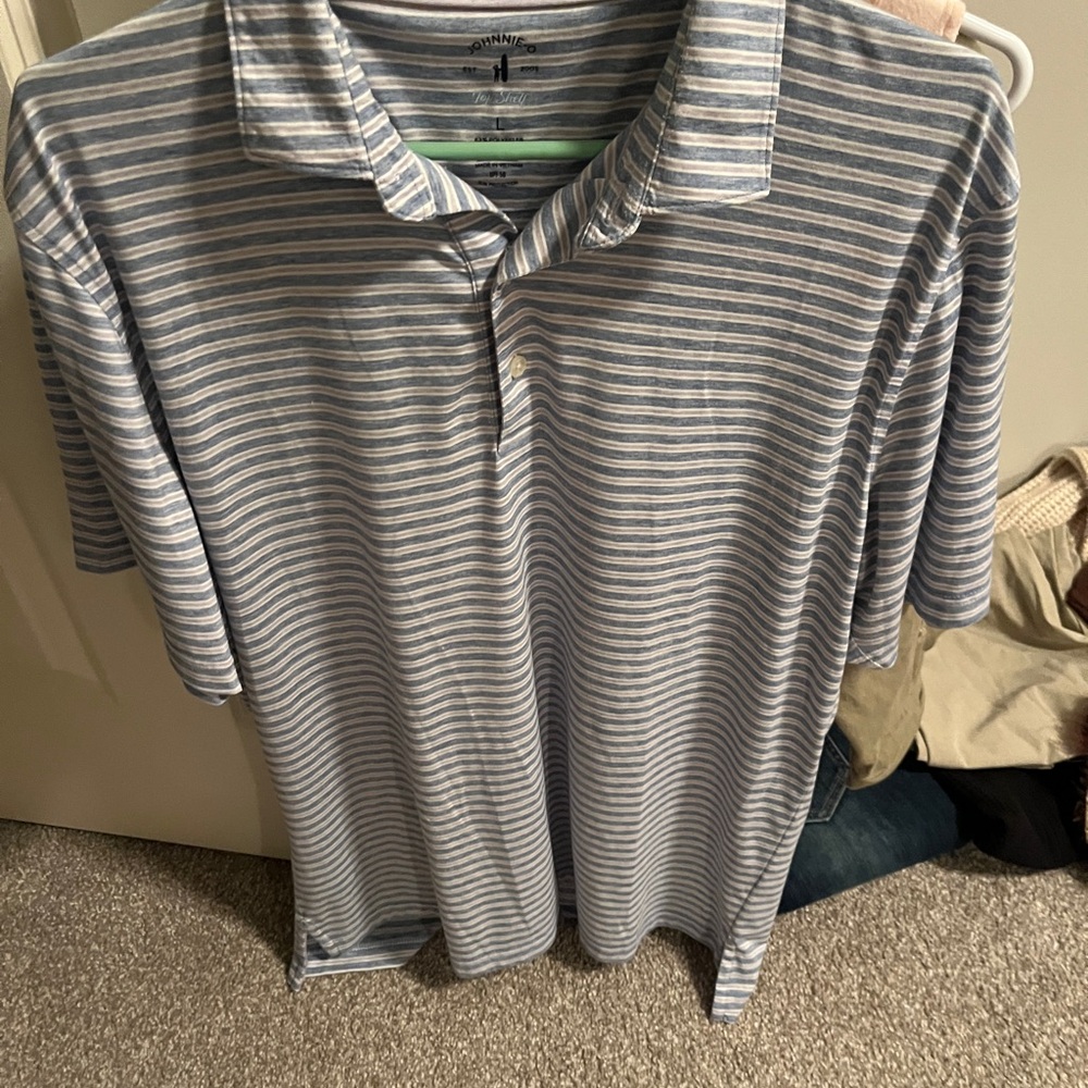 Johnnie O Mens Golf Polo Shirt Size L Striped Performance